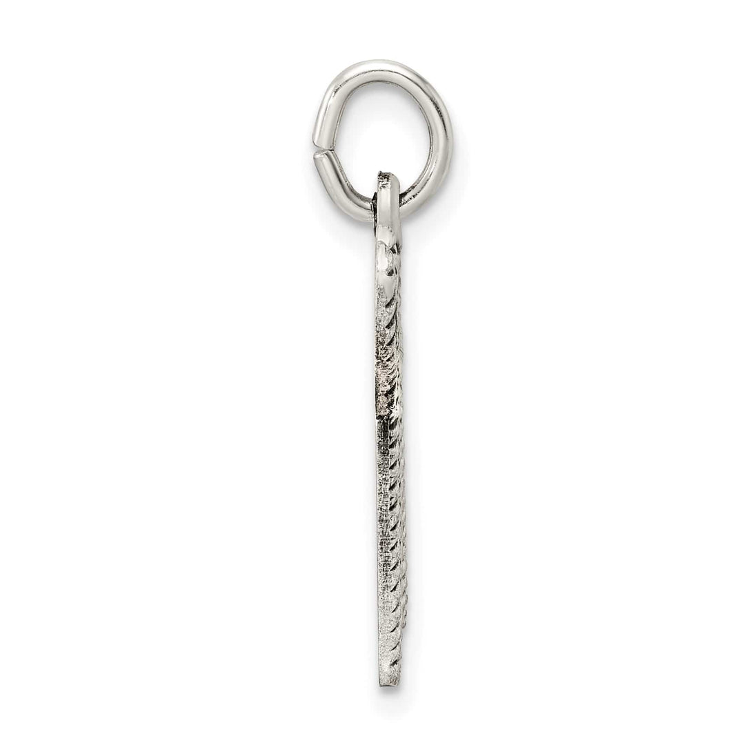 Sterling Silver Solid Antiqued and Textured Chai Symbol Pendant