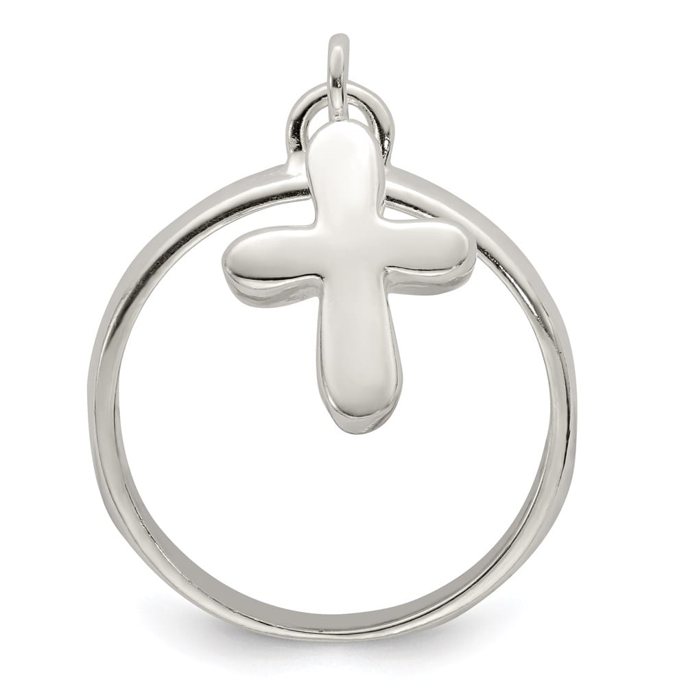 Sterling Silver Solid Cross Dangle Ring