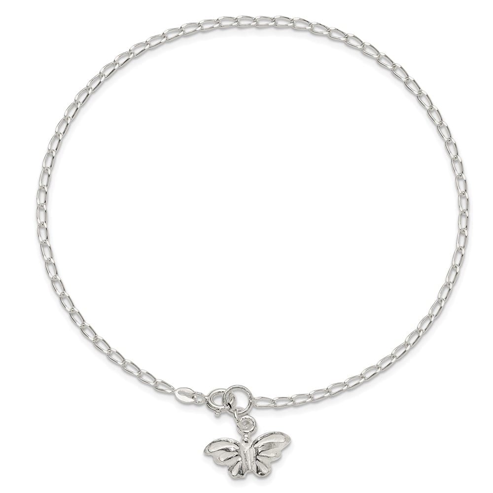 Sterling Silver Solid Polished Butterfly Anklet