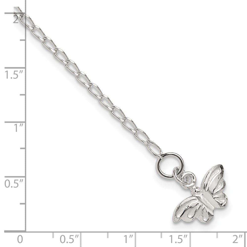 Sterling Silver Solid Polished Butterfly Anklet