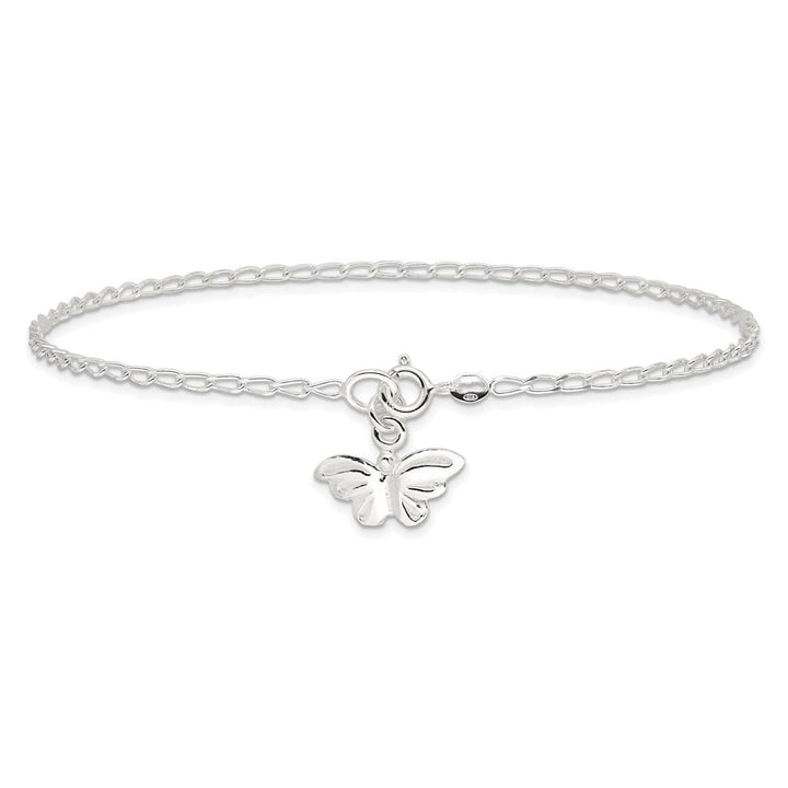 Sterling Silver Solid Polished Butterfly Anklet