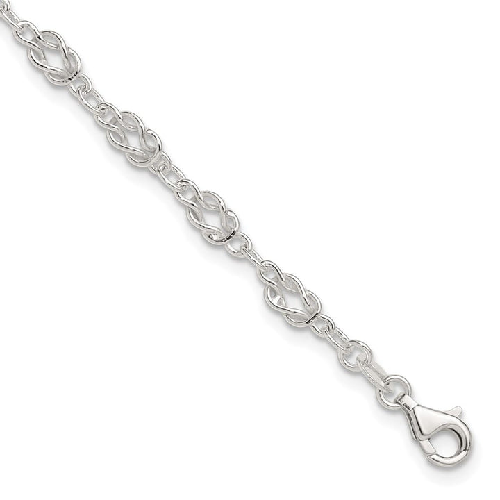 Sterling Silver Solid Polished Fancy Knot-Link Anklet — .925 sterling silver, 10 inches long, 6 mm wide, lobster clasp, 5.47 g