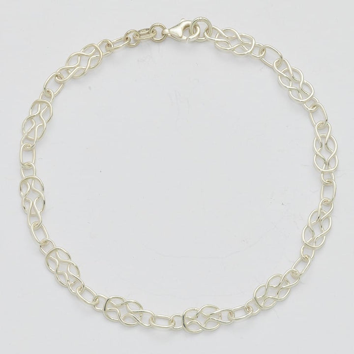Sterling Silver Solid Polished Fancy Knot-Link Anklet