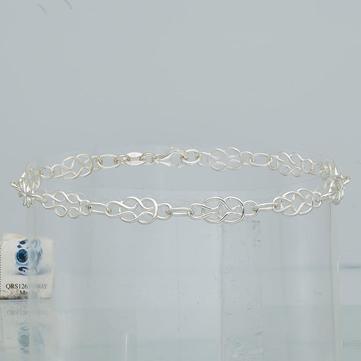 Sterling Silver Solid Polished Fancy Knot-Link Anklet