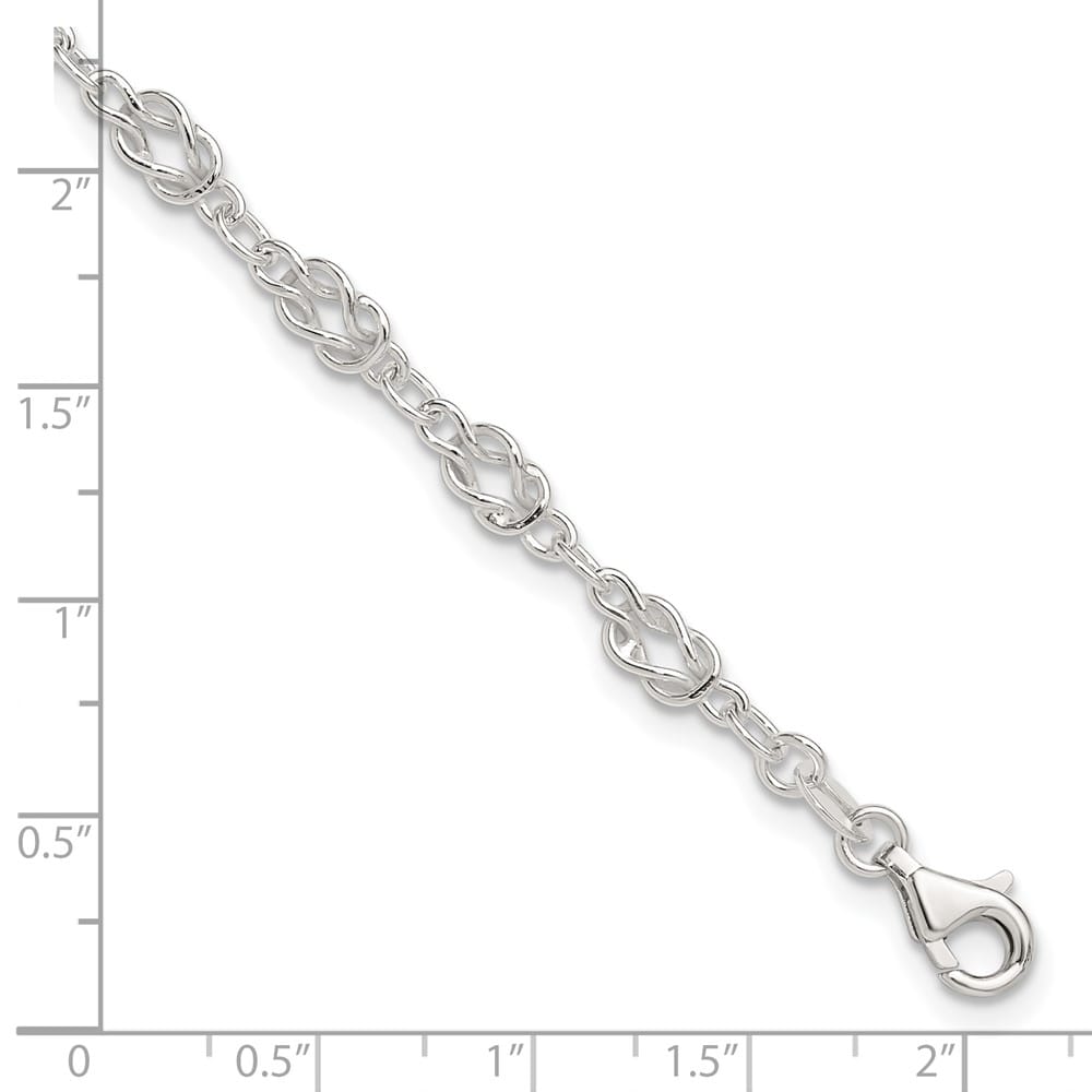 Sterling Silver Solid Polished Fancy Knot-Link Anklet