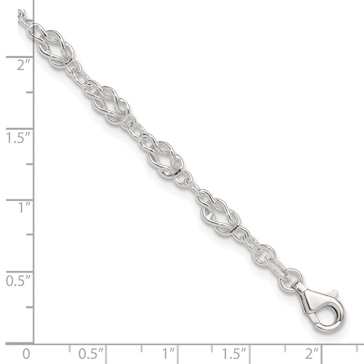 Sterling Silver Solid Polished Fancy Knot-Link Anklet