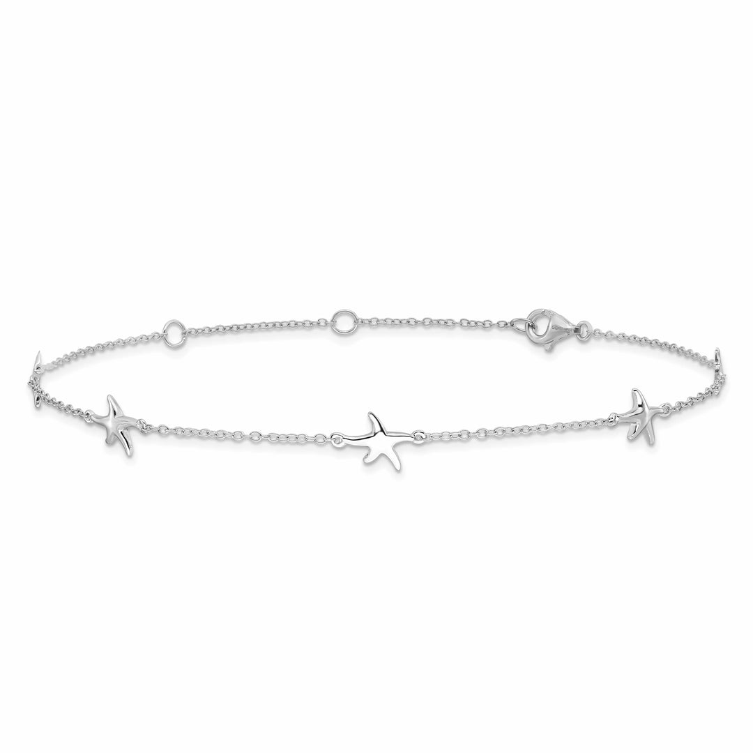 Sterling Silver Starfish 9 inch Plus 2 inch Extender Anklet
