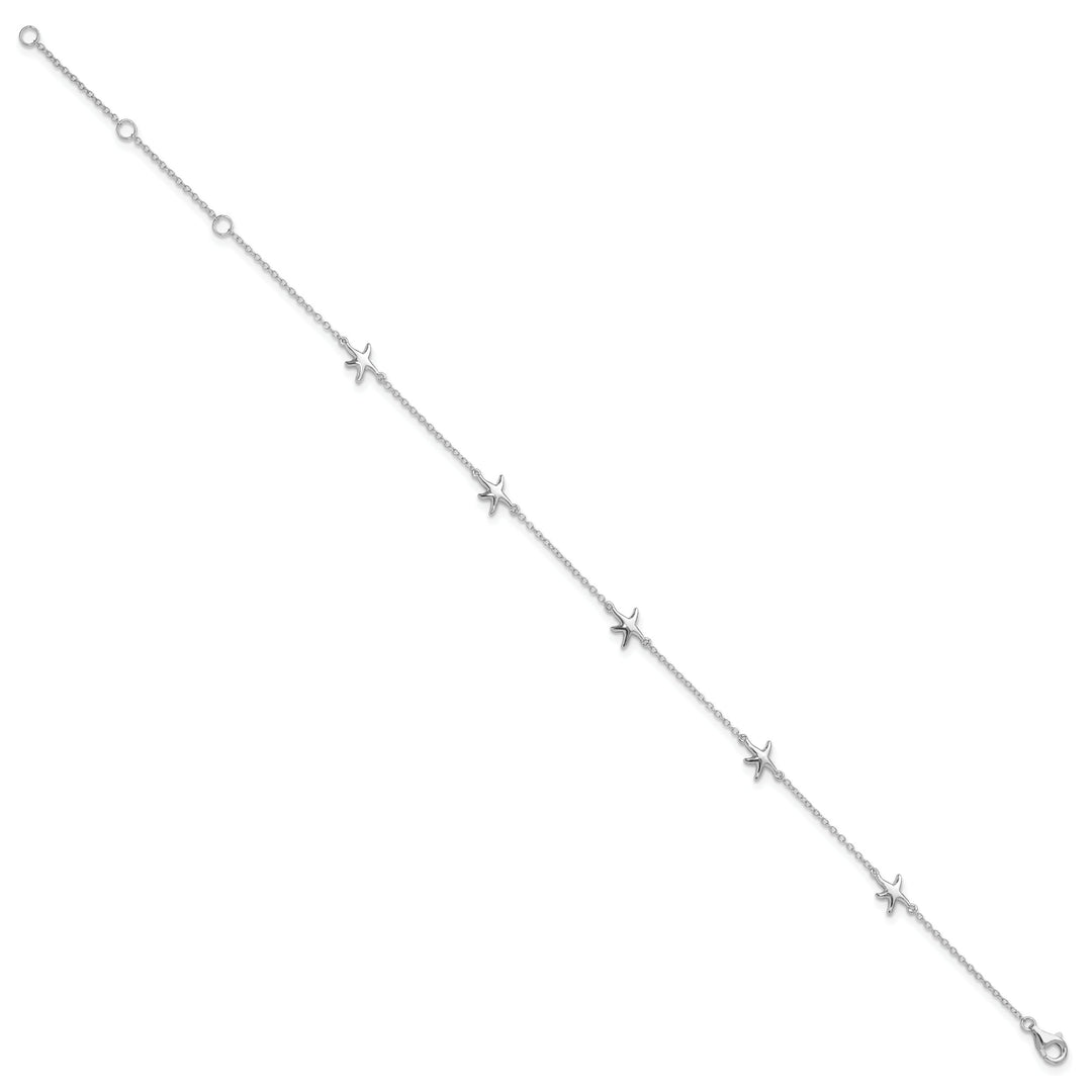 Sterling Silver Starfish 9 inch Plus 2 inch Extender Anklet