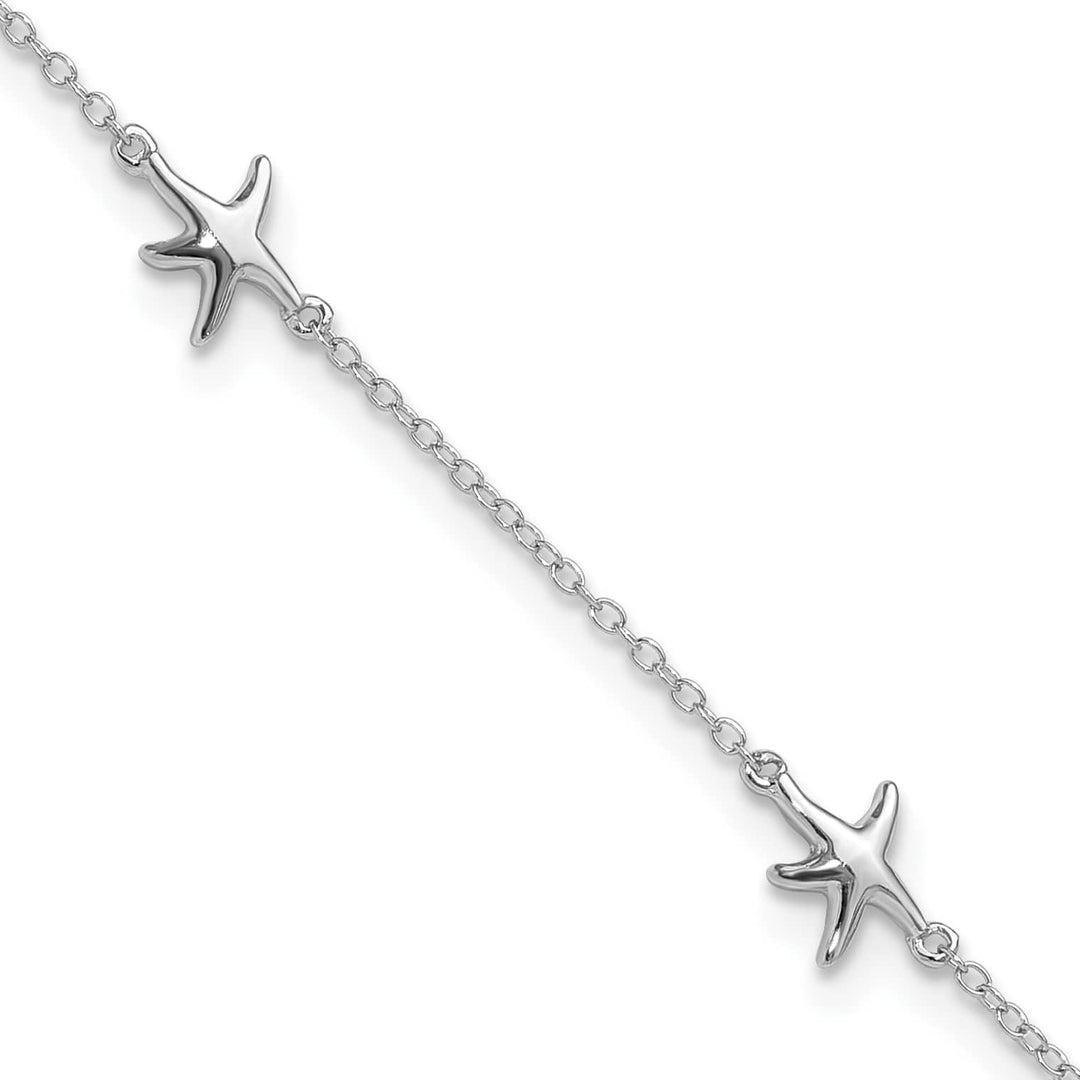Sterling Silver Starfish 9 inch Plus 2 inch Extender Anklet