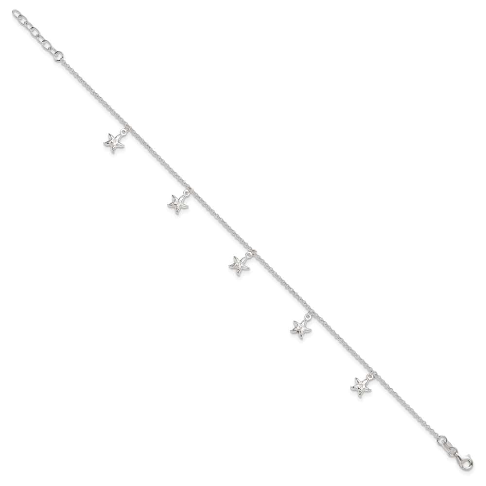Sterling Silver Starfish Dangles Anklet
