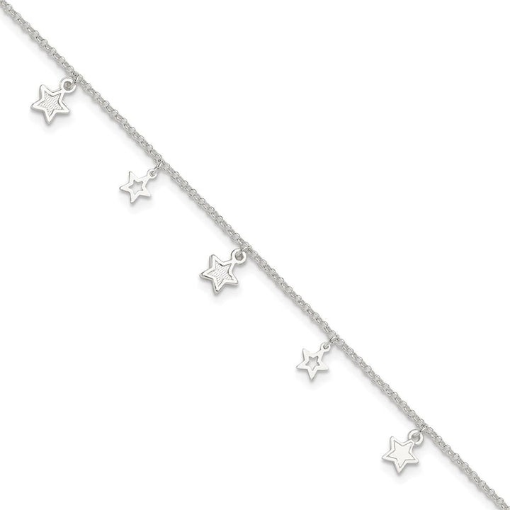 Sterling Silver Stars Anklet — .925 sterling silver, 10 inches long, 1 inch extension, 1.5 mm wide, lobster clasp, 2.75 g