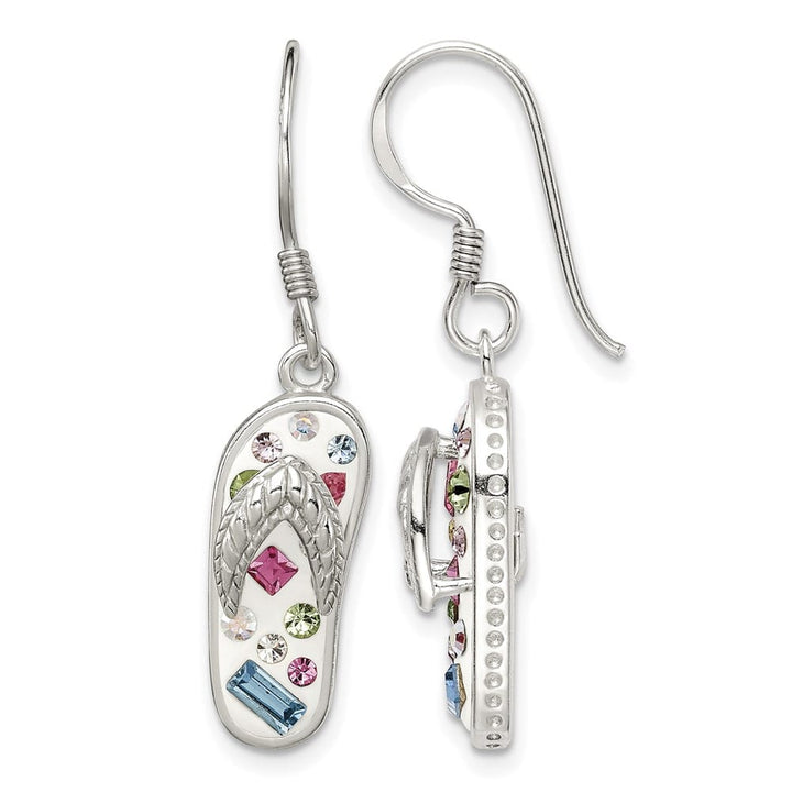 Sterling Silver Stellux Crystal Multi-Color/White Flip Flop Earrings, view 1 of 4