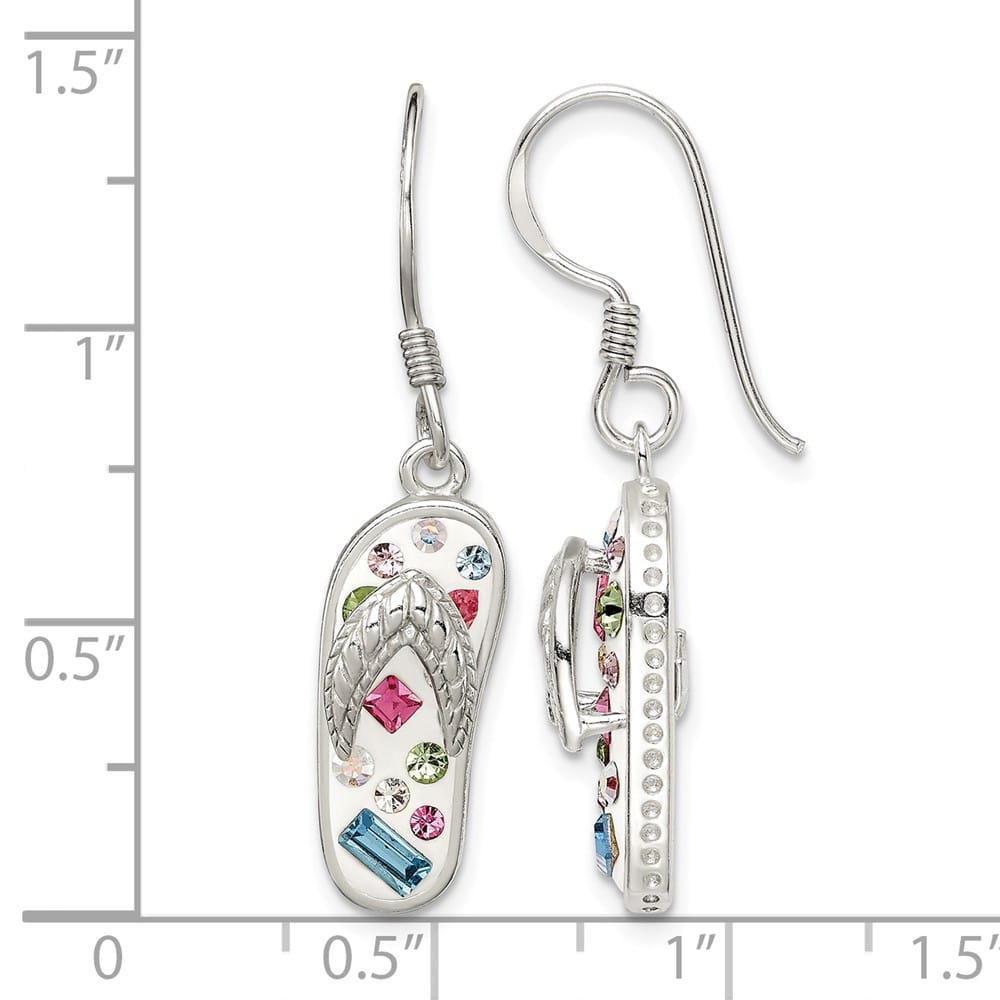 Sterling Silver Stellux Crystal Multi-Color/White Flip Flop Earrings, view 4 of 4