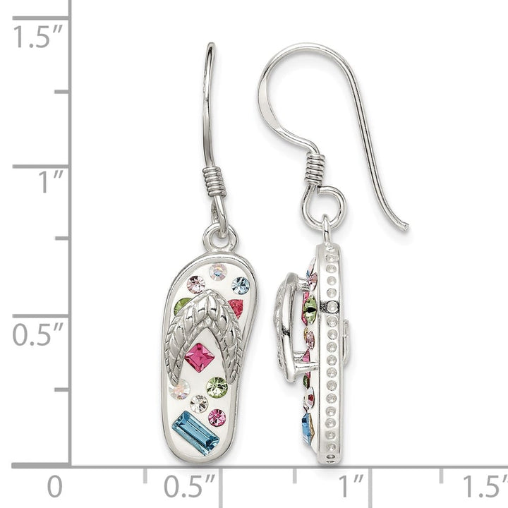 Sterling Silver Stellux Crystal Multi-Color/White Flip Flop Earrings, view 4 of 4