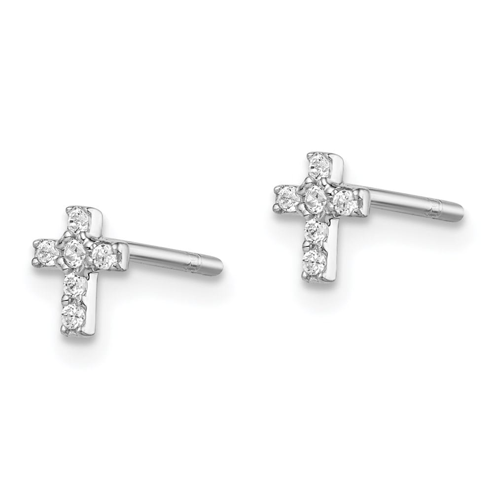 Sterling Silver Sterling Silver CZ Cross Petite Post Earrings