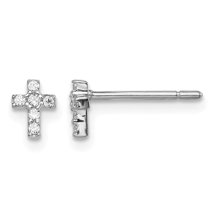 Sterling Silver Sterling Silver CZ Cross Petite Post Earrings