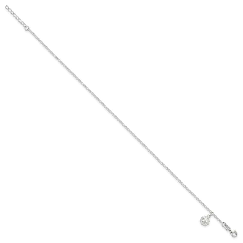 Sterling Silver Sun Charm Anklet
