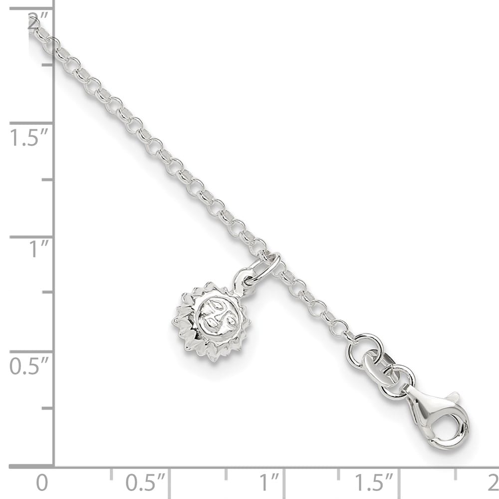 Sterling Silver Sun Charm Anklet