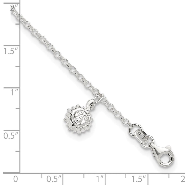 Sterling Silver Sun Charm Anklet