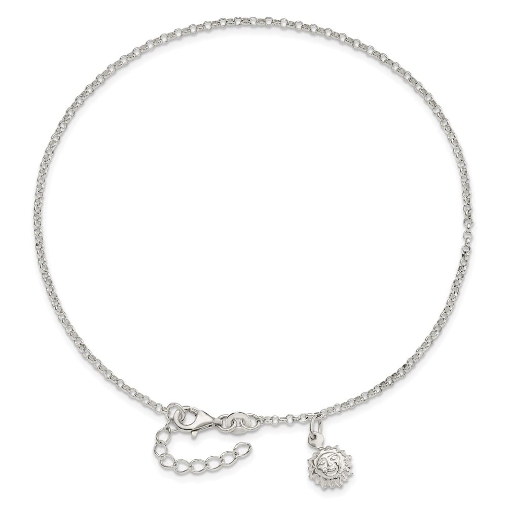 Sterling Silver Sun Charm Anklet