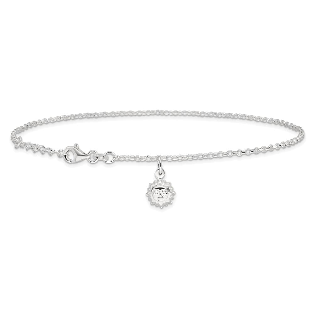 Sterling Silver Sun Charm Anklet
