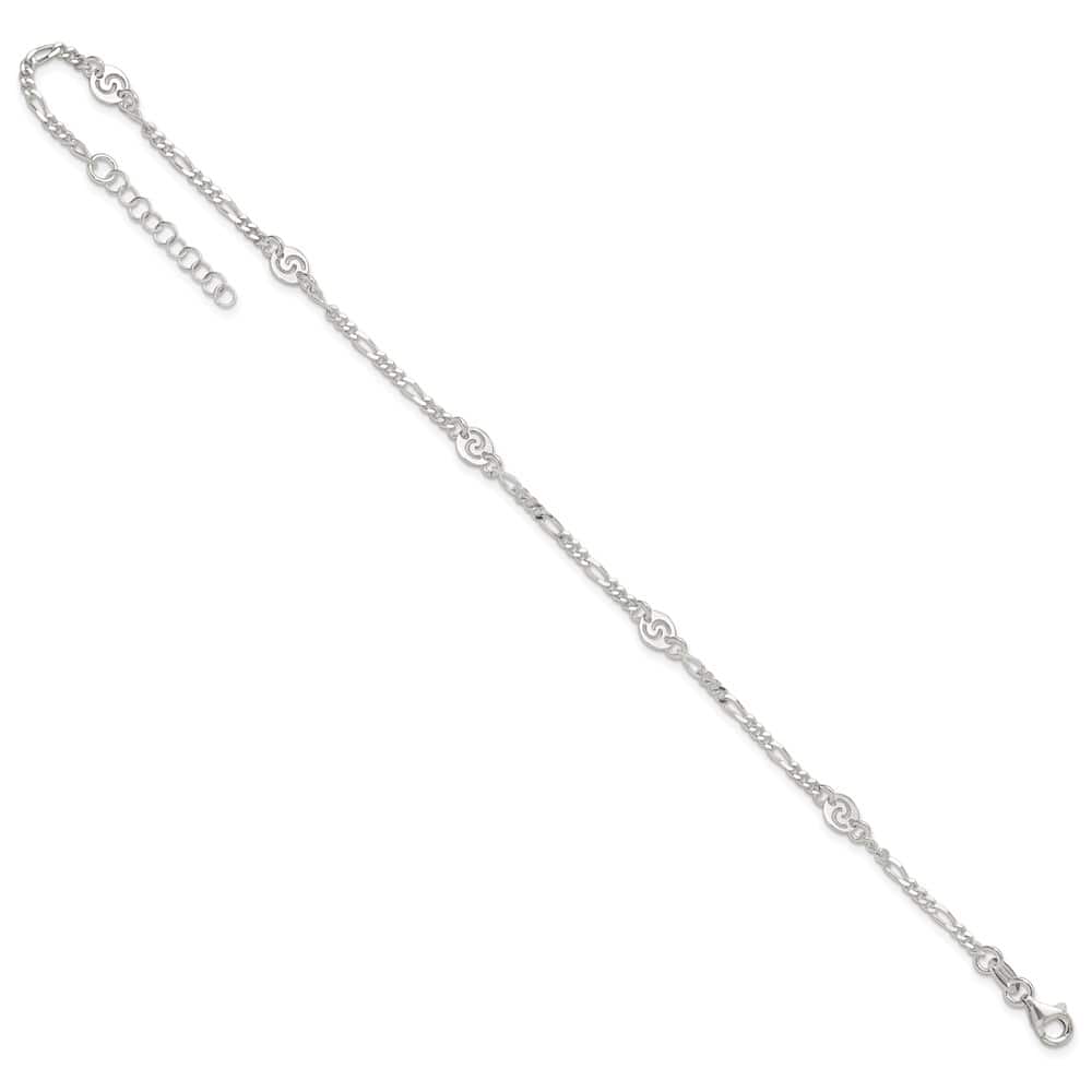 Sterling Silver Swirl Disc Anklet