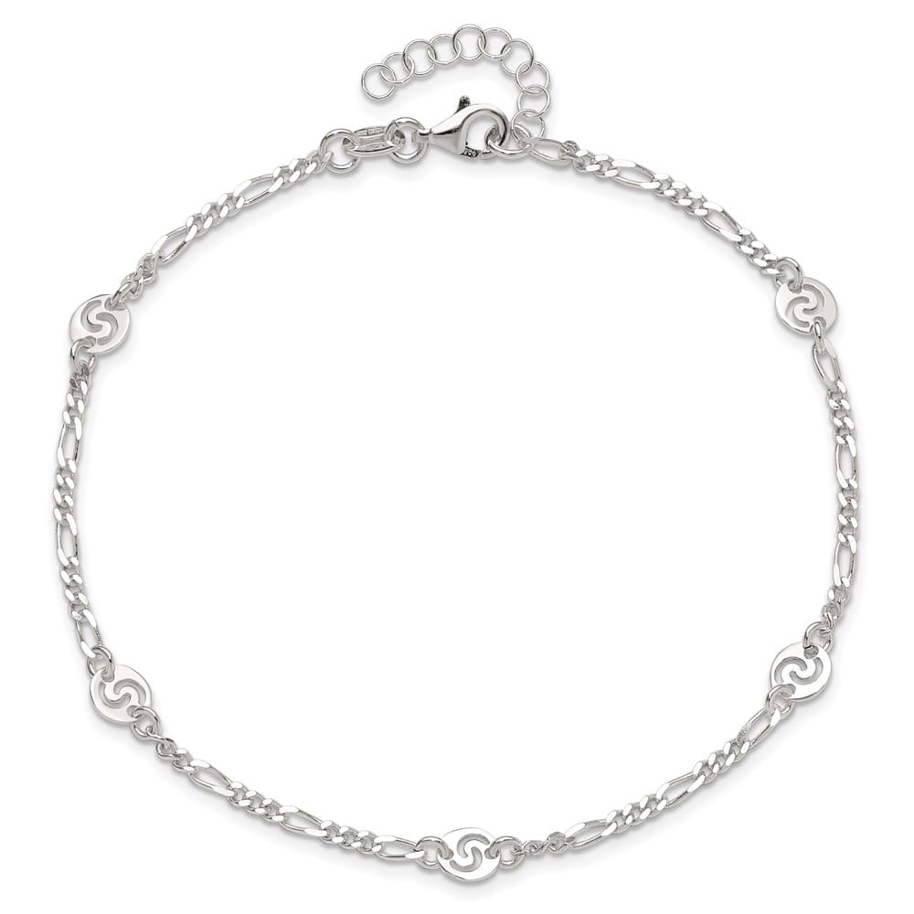 Sterling Silver Swirl Disc Anklet