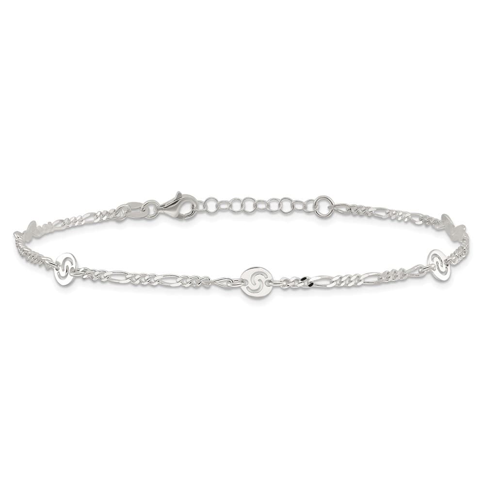 Sterling Silver Swirl Disc Anklet