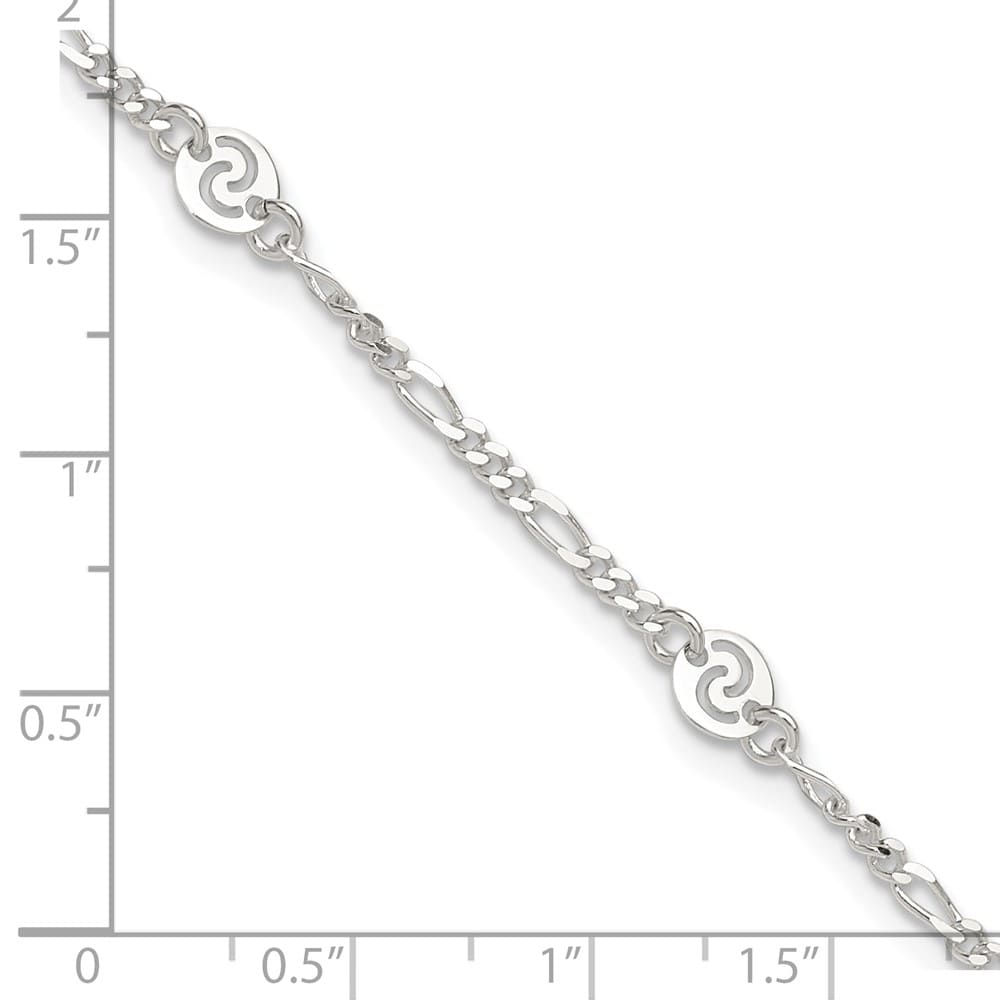 Sterling Silver Swirl Disc Anklet