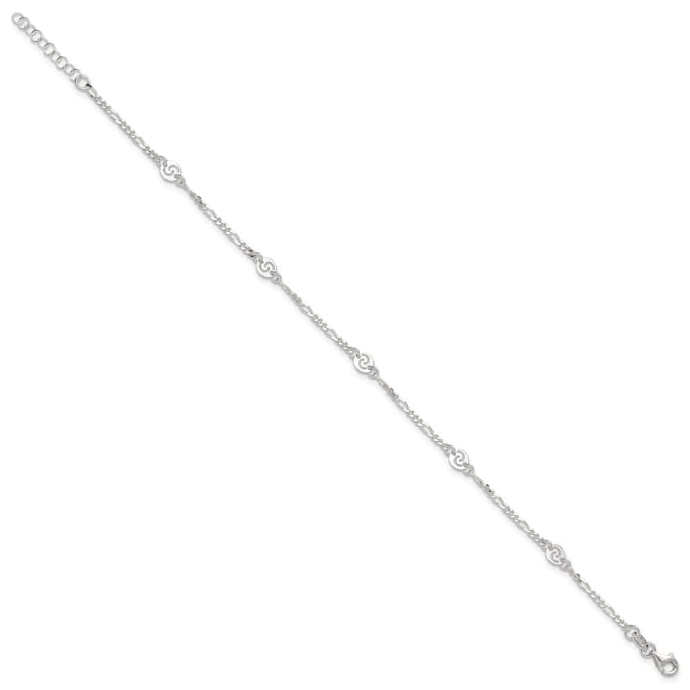 Sterling Silver Swirl Disc Anklet