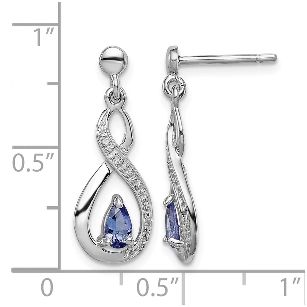 Sterling Silver Tanzanite & Diamond 21 x 8 mm Earrings, view 4 of 4
