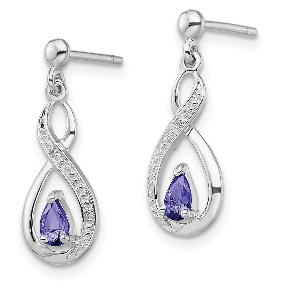 Sterling Silver Tanzanite & Diamond 21 x 8 mm Earrings, view 2 of 4