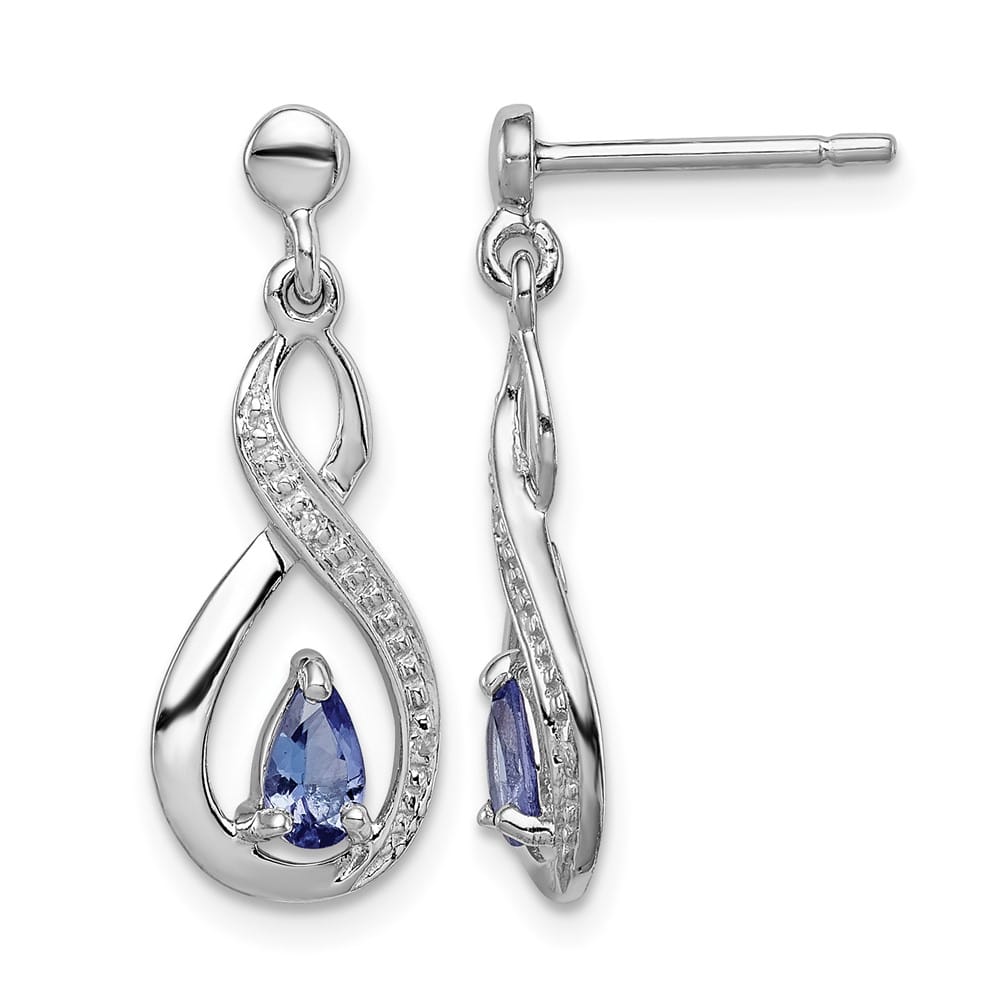 Sterling Silver Tanzanite & Diamond 21 x 8 mm Earrings, view 1 of 4