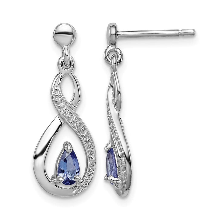 Sterling Silver Tanzanite & Diamond 21 x 8 mm Earrings, view 1 of 4