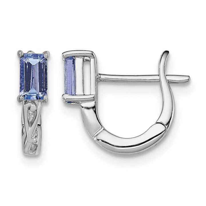 Sterling Silver Tanzanite Hinged Hoop Earrings, view 1 of 4