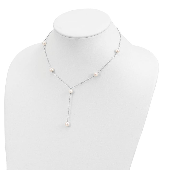 Sterling Silver Teardrop and Cultured Pearl Y-Drop 16 inch Necklace