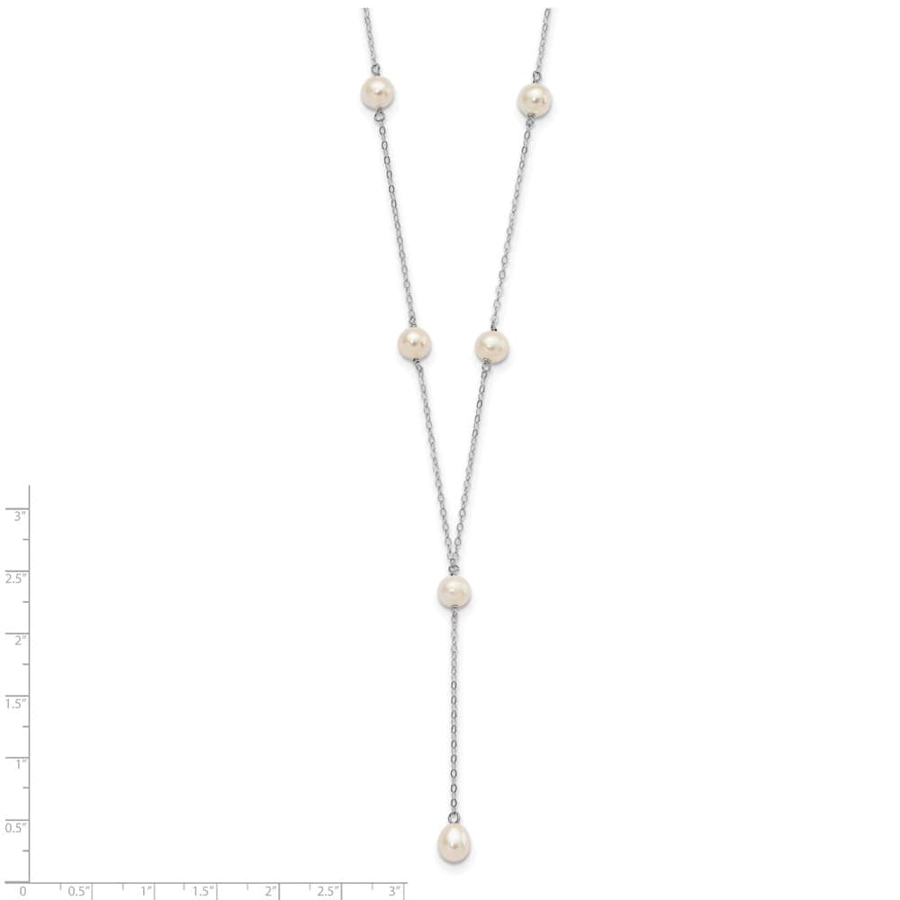 Sterling Silver Teardrop and Cultured Pearl Y-Drop 16 inch Necklace