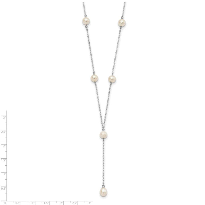 Sterling Silver Teardrop and Cultured Pearl Y-Drop 16 inch Necklace