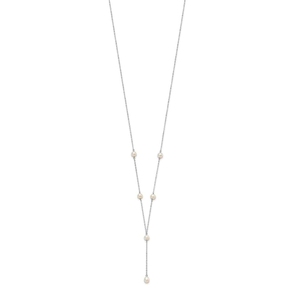 Sterling Silver Teardrop and Cultured Pearl Y-Drop 16 inch Necklace