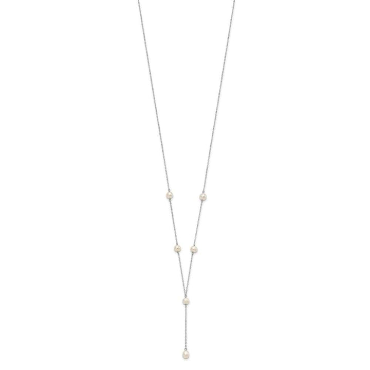 Sterling Silver Teardrop and Cultured Pearl Y-Drop 16 inch Necklace
