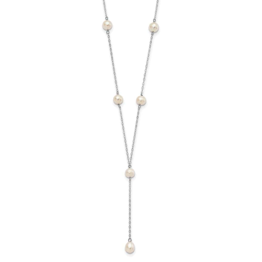Sterling Silver Teardrop and Cultured Pearl Y-Drop 16 inch Necklace