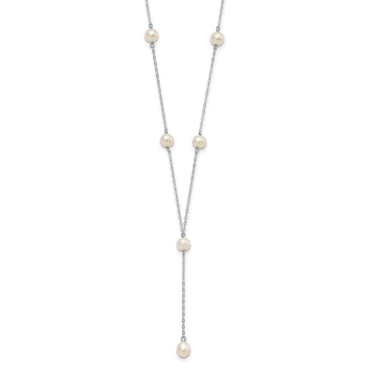 Sterling Silver Teardrop and Cultured Pearl Y-Drop 16 inch Necklace