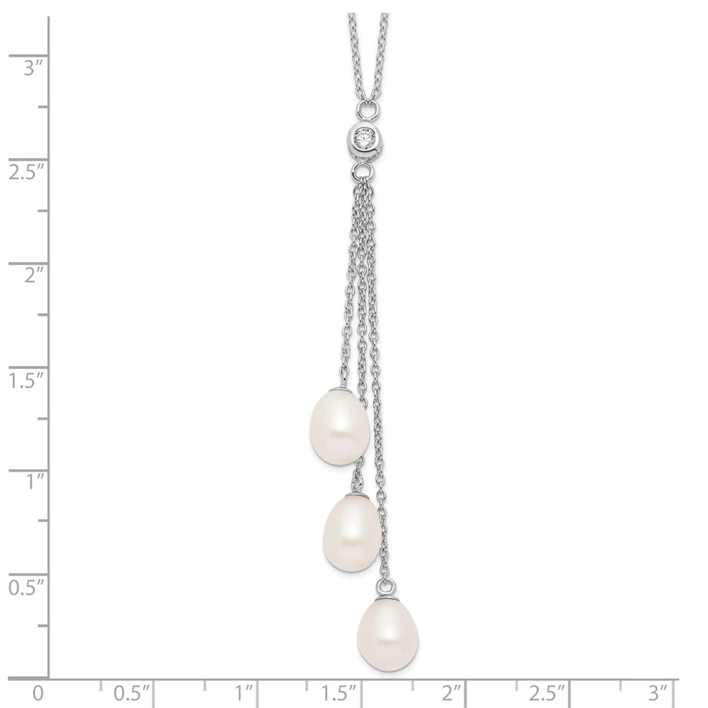 Sterling Silver Teardrop Cultured Pearl and 7-8mm 18 inch Y-Necklace