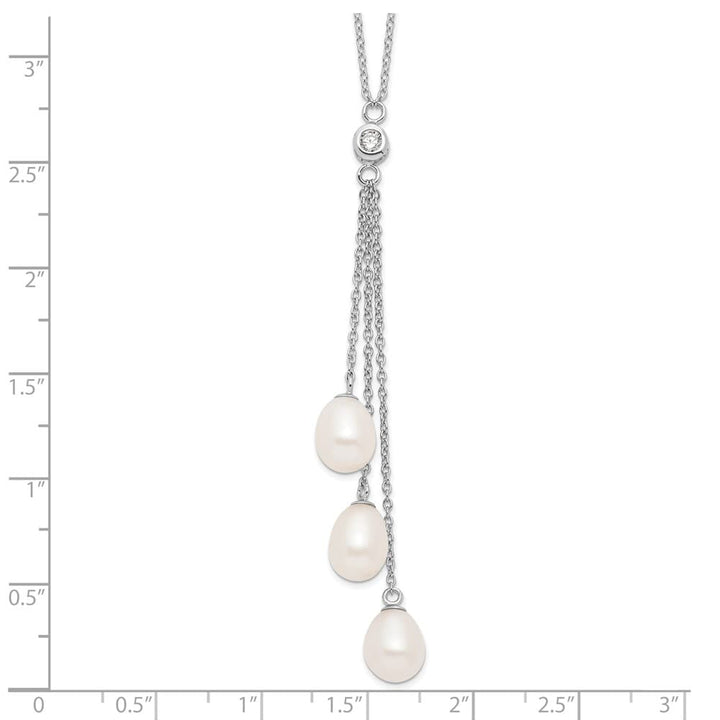 Sterling Silver Teardrop Cultured Pearl and 7-8mm 18 inch Y-Necklace