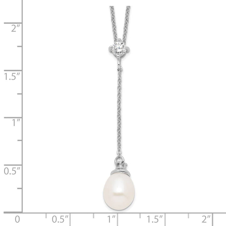 Sterling Silver Teardrop Cultured Pearl and 8-9mm 18 inch Y-Necklace