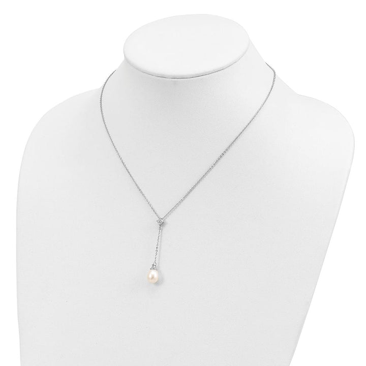 Sterling Silver Teardrop Cultured Pearl and 8-9mm 18 inch Y-Necklace