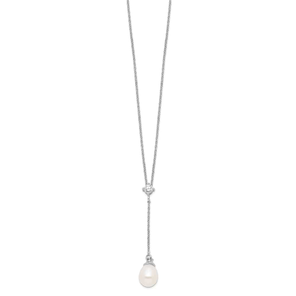 Sterling Silver Teardrop Cultured Pearl and 8-9mm 18 inch Y-Necklace