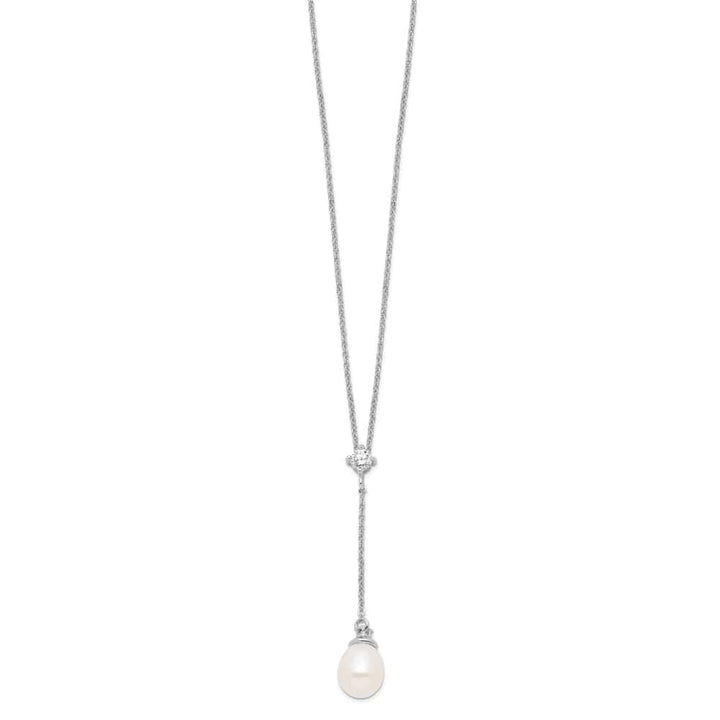 Sterling Silver Teardrop Cultured Pearl and 8-9mm 18 inch Y-Necklace