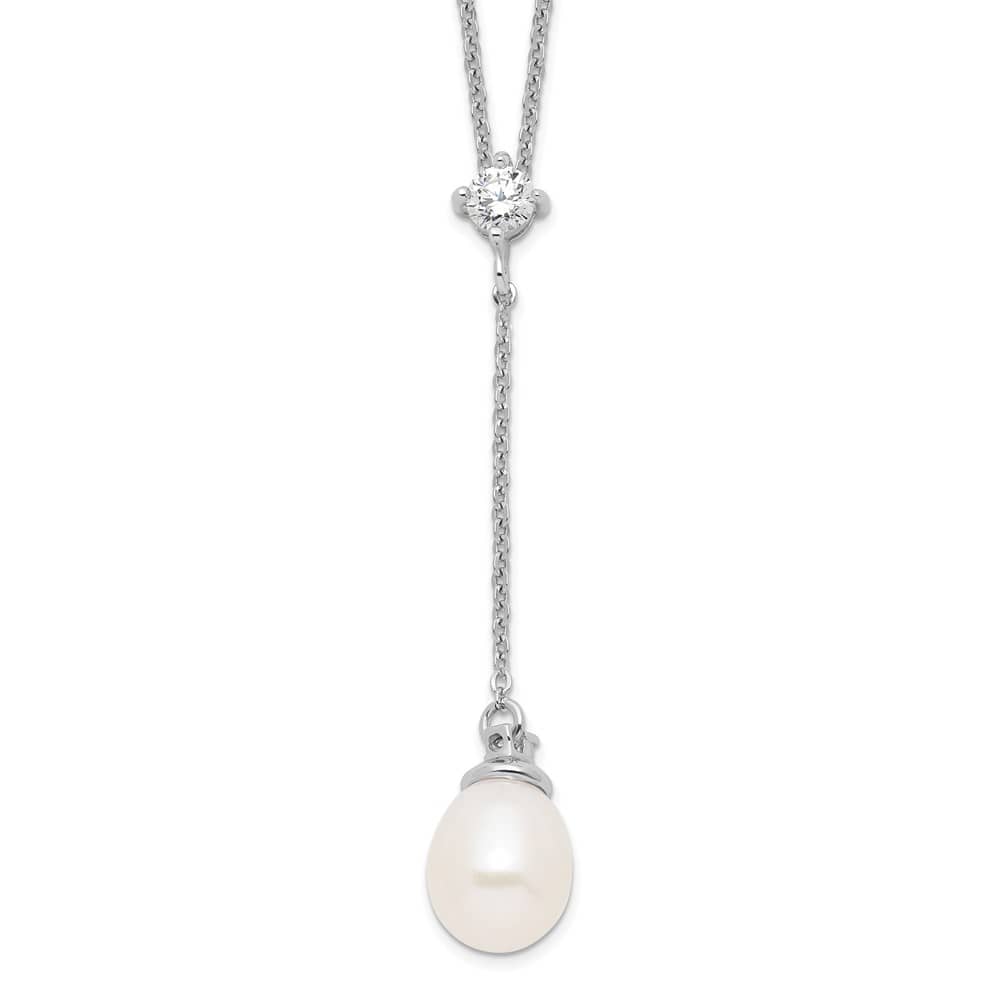Sterling Silver Teardrop Cultured Pearl and 8-9mm 18 inch Y-Necklace