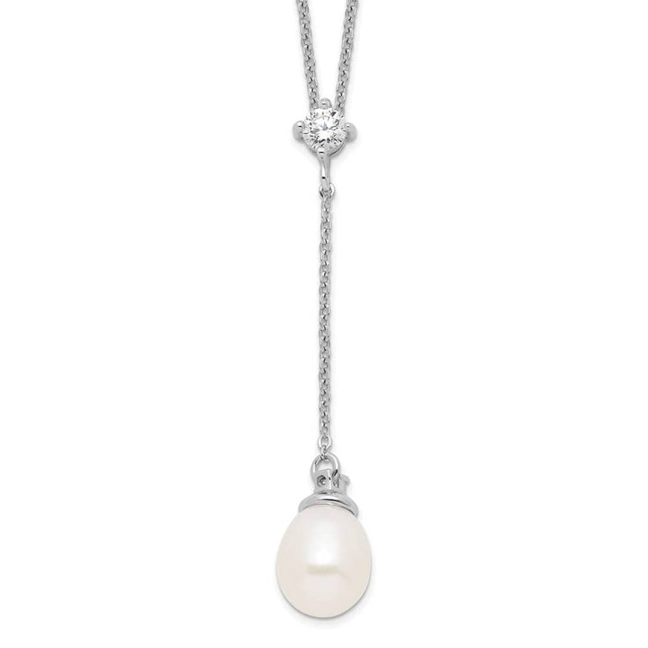 Sterling Silver Teardrop Cultured Pearl and 8-9mm 18 inch Y-Necklace